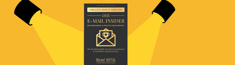 Buchcover Der E-Mail Insider von Rene Rink mit Scheinwerfern darauf